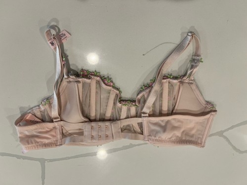 Victoria’s Secret DA Balconette Bra Pink Floral Embroidered Mesh 38B NWT - Picture 4 of 4