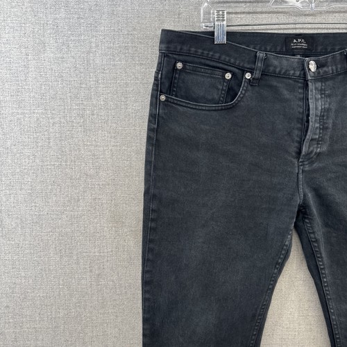 A.P.C. Jeans Para Hombre 34x35 Negro Desteñido Lavado Denim Pequeño Estándar Ajustado Recto - Imagen 2 de 18
