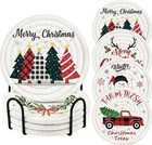 4 Pack Braided Cotton Christmas Coasters Absorbent Set