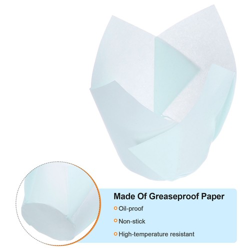 50pcs Tulip Cupcake Liners Greaseproof Baking Cups Blue - Afbeelding 4 van 6