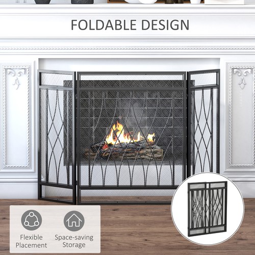 126cm 3-Panel Metall Klappbar Kamin Sichtschutz Schutzgitter Kind Haustier Haus - Bild 7 von 11