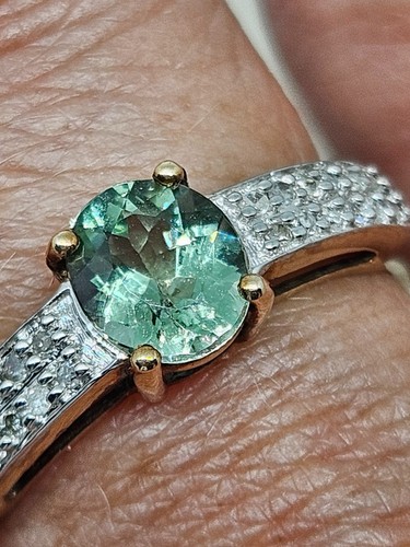 9k Gold Paraiba Tourmaline & Diamond Ring 1.22cts Size S (2.34g) - 第 9/11 張圖片