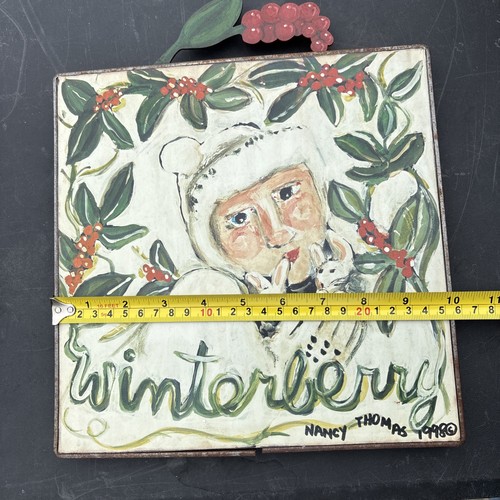 Placa de pared de nieve Winterberry arte popular vintage de Navidad Nancy Thomas (RARA) 10x10 - Imagen 11 de 12