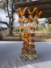 Murano Style Italian Art Glass Vase Hand Blown Amber Sommerso 1960s MCM