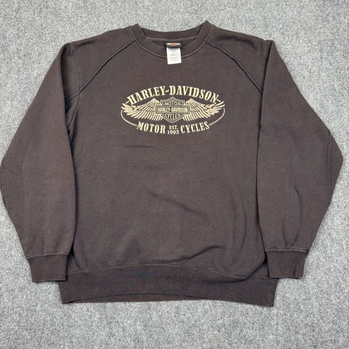 Harley Davidson Sweatshirt Herren mittelbraun langarm Rundhals Flügel Iowa