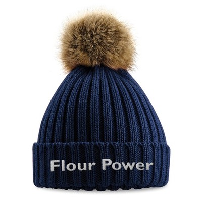 Damen Grobe Bommelmütze Mehl Power Kunstfell Beanie Backen Geschenk Frauen...