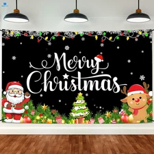 Large Christmas Banner Decorations Outdoor 72x44 Inch, Black 