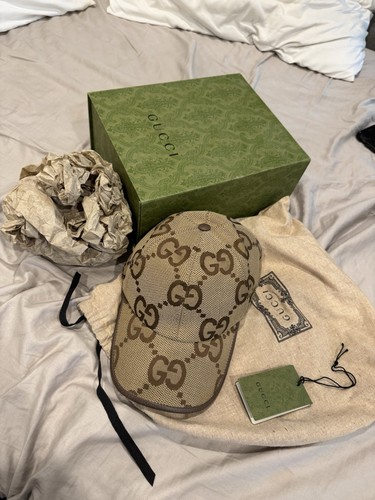 Gucci GG Jumbo Baseball Cap Monogram Logo Hat Brown Size Small 56cm