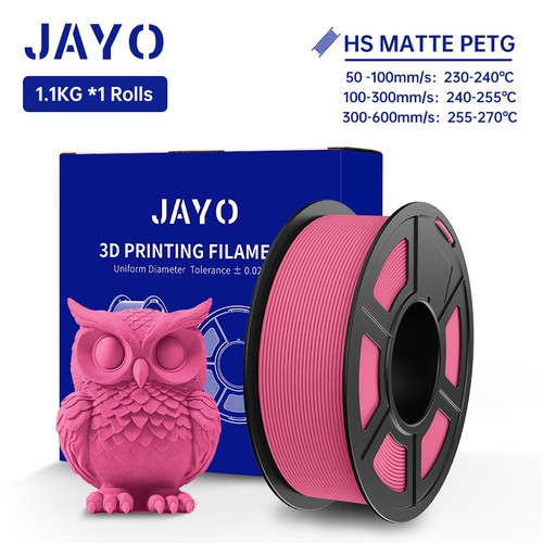 JAYO 1.1KG PETG Matte Pink High Speed 1.75mm 3D Filament Frosted Texture Neatly