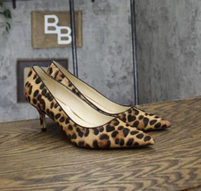 Nine West Womens Arlene Pump Faux Calf Hair Heels WNARLENEP8 Leopard Brown 9.5M