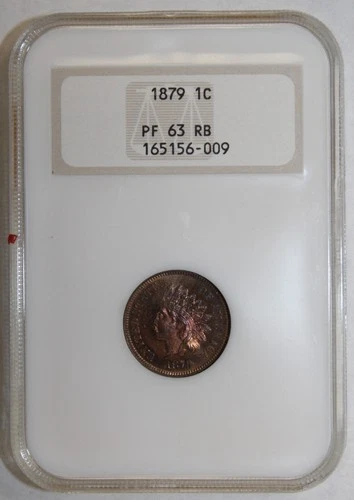 1879 1c Indian Head Small Cent Proof NGC PF63 RB Old Fatty Holder