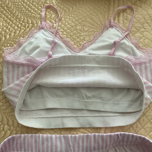 Pink/white Stripe Rib Shorts Secret Support Top Pyjama Set, Primark Size M - Picture 6 of 7