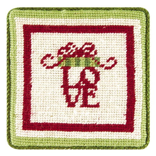Love Hope Noel Peace Petit Point Coaster 4" x 4" - Picture 2 of 3