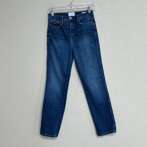FRAME Le Garçon Women’s Slim Straight Jeans 31 Daphne Blue Mid Rise Ankle Denim - Picture 3 of 11
