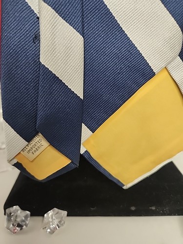 Beau Brummel Krawatte Erwachsene Herren blau silber gestreift Vintage  - Bild 14 von 17