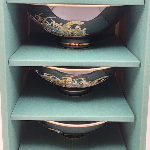 Vintage Japanese Hand Painted Dragon Porcelain Set Of 5 Rice Soup Tea Bowl Gift - Picture 16 of 16