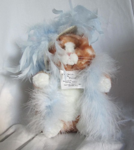Russ Berrie Peluche Gato Tabby PRUDENCIA Naranja Gris Sombrero Boa Plumas - Imagen 11 de 11