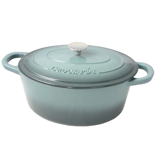 Crock-Pot Dutch Oven + Lid 7-Quart Oval Gray Enameled Cast Iron Nonstick Cooking - Picture 7 of 11