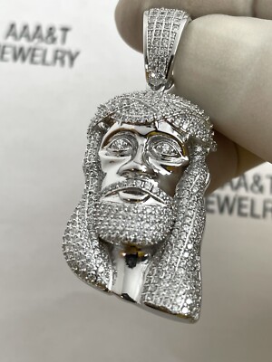 925 Solid Sterling Silver Cubic Zirconia JESUS Pendant | eBay