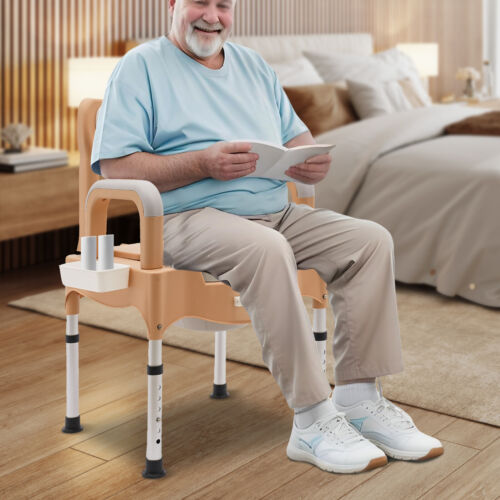 Height Adjustable Bath Seat Bedside Commode Toilet Chair Heavy Duty Adult Senior - Picture 5 of 23