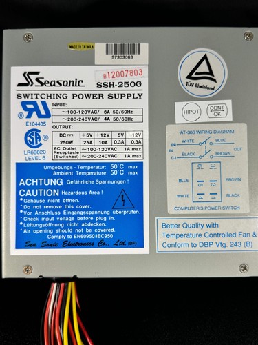 SSH-250G - SEASONIC - 250 WATT PS2 / AT POWER SUPPLY - Picture 1 of 5