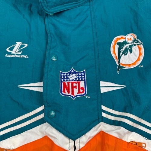 VTG 90s Authentic Pro Line Miami Dolphins Logo Athletic Puffer Jacket Size Large - Picture 3 of 12