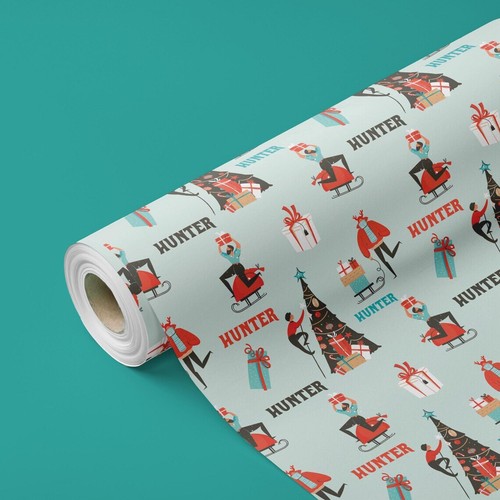 Name Personalized Gift Wrapping Paper Roll Christmas Holiday Spirit Gift Wrap - Picture 10 of 10