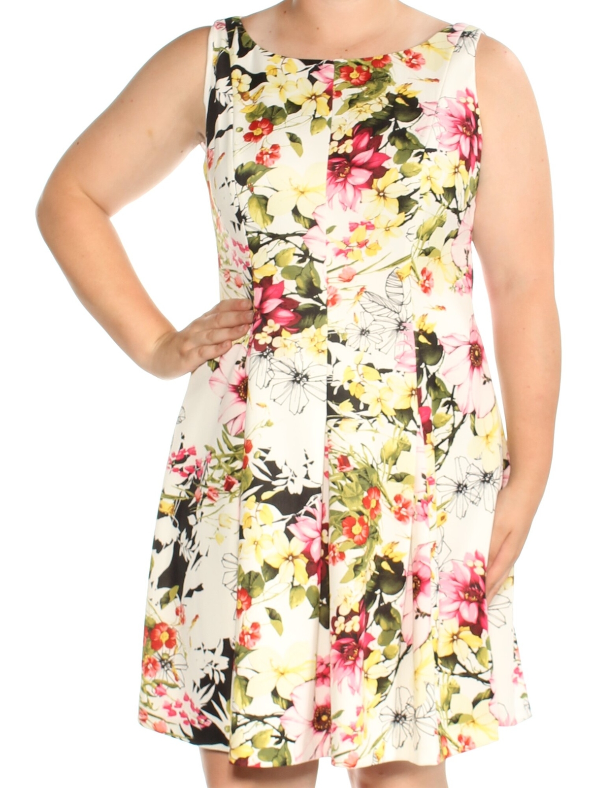 Женское платье AMERICAN LIVING Womens цвета слоновой кости без рукавов длиной выше колена + расклешенный крой 18