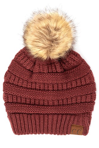 C.C Trendy Warm Grob Weich Stretch Zopfmuster Beanie Totenkopf Mütze Mütze mit Bommel - Bild 74 von 79