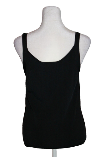 TALBOTS Black Round Neck Tank Top Strappy Cami Shell Size Petite Medium PM - Picture 2 of 2