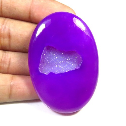 Purple Onyx Oval Window Agate Cabs 51x35mm Natural Onyx Geode Druzy Gems OD-1163 - Picture 3 of 8