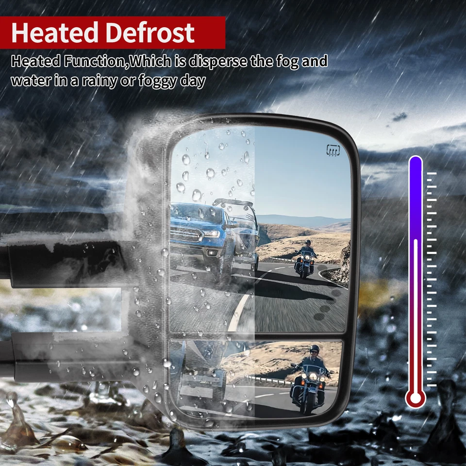 Pair Power Heated Tow Mirrors for 2007-2013 Chevy Silverado 1500 2500HD 3500HD - Image 2 of 4