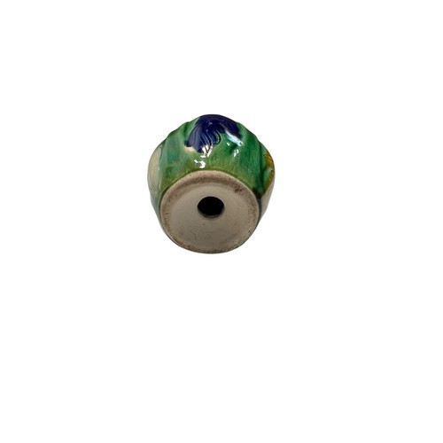 Antico vaso zenzero cinese Shiwan ceramica terracotta verde smaltato sale spezie 2" - Foto 3 di 9