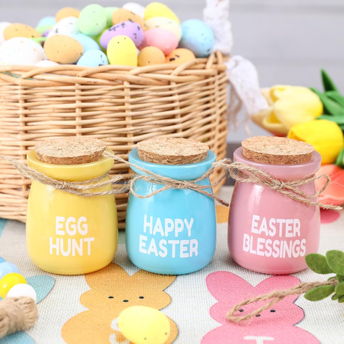 Easter Decorations-6Pcs Easter Mini Jars-Farmhouse Spring Colorful Easter Decor - Picture 2 of 12