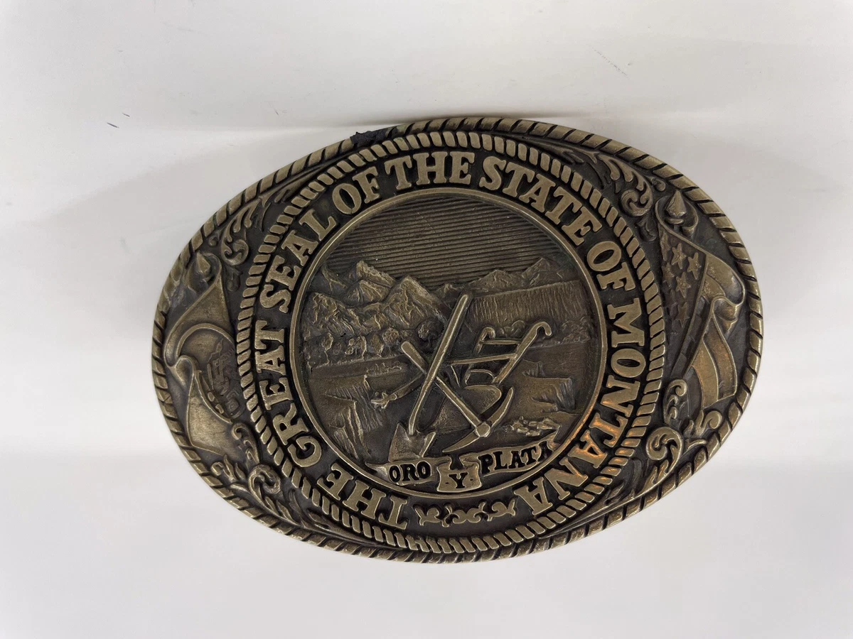 Vintage Tony Lama Montana State Solid Brass Oval Belt Buckle Tony Lama Texas Brass Buckle - Etsy main image 2