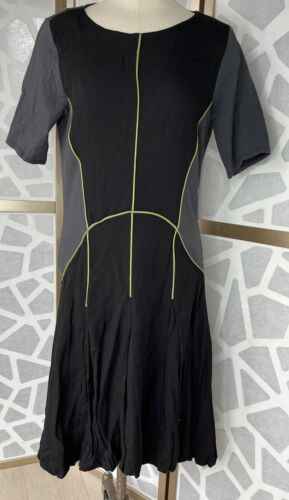 Aimee G GRUB BLACK Dress Midi Asymmetric Buble Hem M - Picture 1 of 7