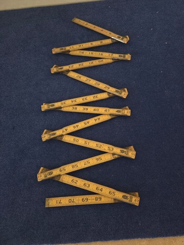Vintage Lufkin Extension Rule X46 Wood Brass Folding Ruler 72" RED END - Picture 11 of 17