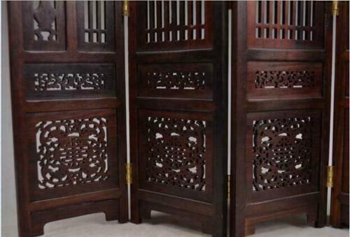 Old Decorated Handwork Wood Hollow Out Carved Flower Screen Collectibles - Picture 2 of 7