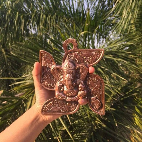 Lord Ganesh Wall Hanging Ganpati Seated on Swastik Showpiece For Decor- 6.6 Inch - Picture 3 of 4