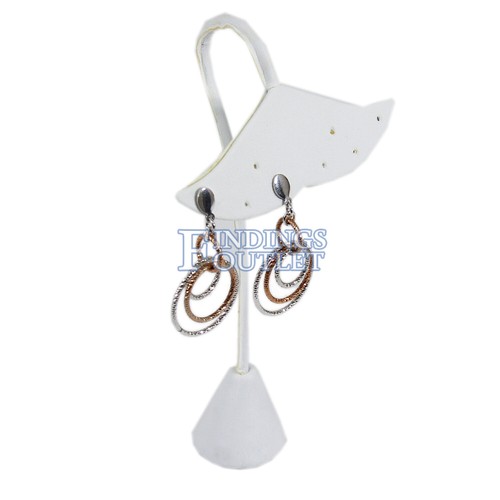 White Faux Leather Four Pair Earring Jewelry Display Holder Ginko Style Stand - Bild 3 von 5
