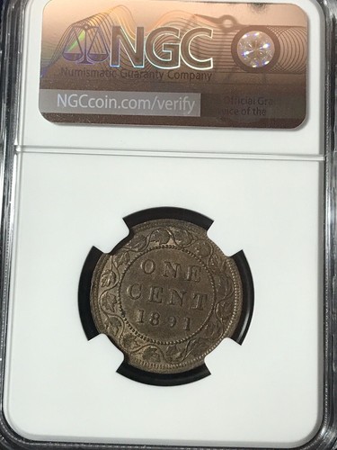 1891 CANADIAN LARGE CENT, LARGE LEAVES, SMALL DATE NGC MS 62 BN SCARCE THIS NICE - Picture 5 of 13