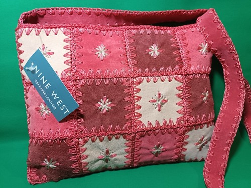 New Nine West N-131705 Genuine Leather Pink Red Coral Shoulder Bag. Square One - Picture 4 of 12
