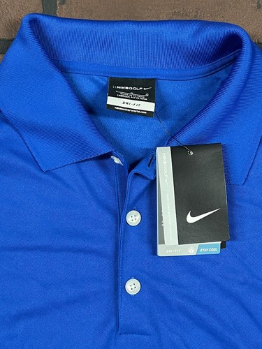 Nike Dri Fit Golf Shirt Large NWT Posse Blue Polo - Picture 4 of 7