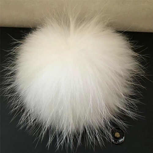 15cm/6&quot; Large Real Raccoon Fur Ball Pompom W Button Snap DIY Beanie Hat Cap - Picture 18 of 36