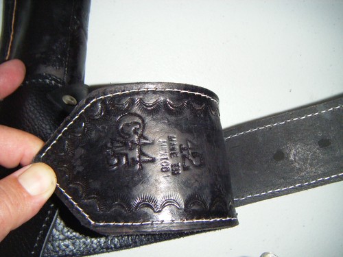 COLT 44/45 2 HOLSTER BELT SIZE 42 BLACK LEATHER - Picture 7 of 8