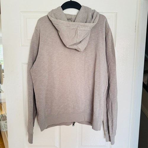 ALLSAINTS Wilde Full Zip Light Grey Hoodie L Logo Ramskull Cotton Sweatshirt - Picture 6 of 9