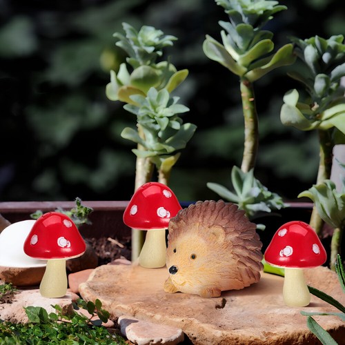 Igel-Pilz-Set Mann Igelfigur Aus Kunstharz Mini -Gartendekoration - Bild 2 von 11