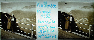 Stereoskopische Platte Fotografie Mols Am Walensee Schweiz September 1933