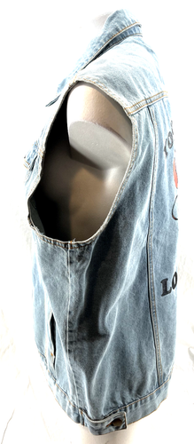 FRIENDS Light Wash Blue You're My Lobster Print Denim Button-Up Vest Women's L - Picture 5 of 8