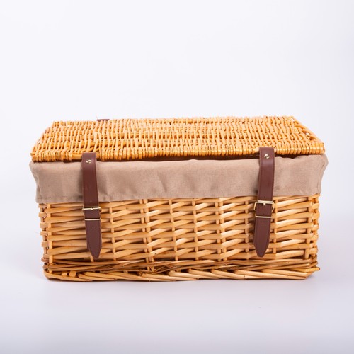 Natural Wicker Storage Hamper With Lid With Liner Gift Hamper Shelf Basket - Picture 2 of 2